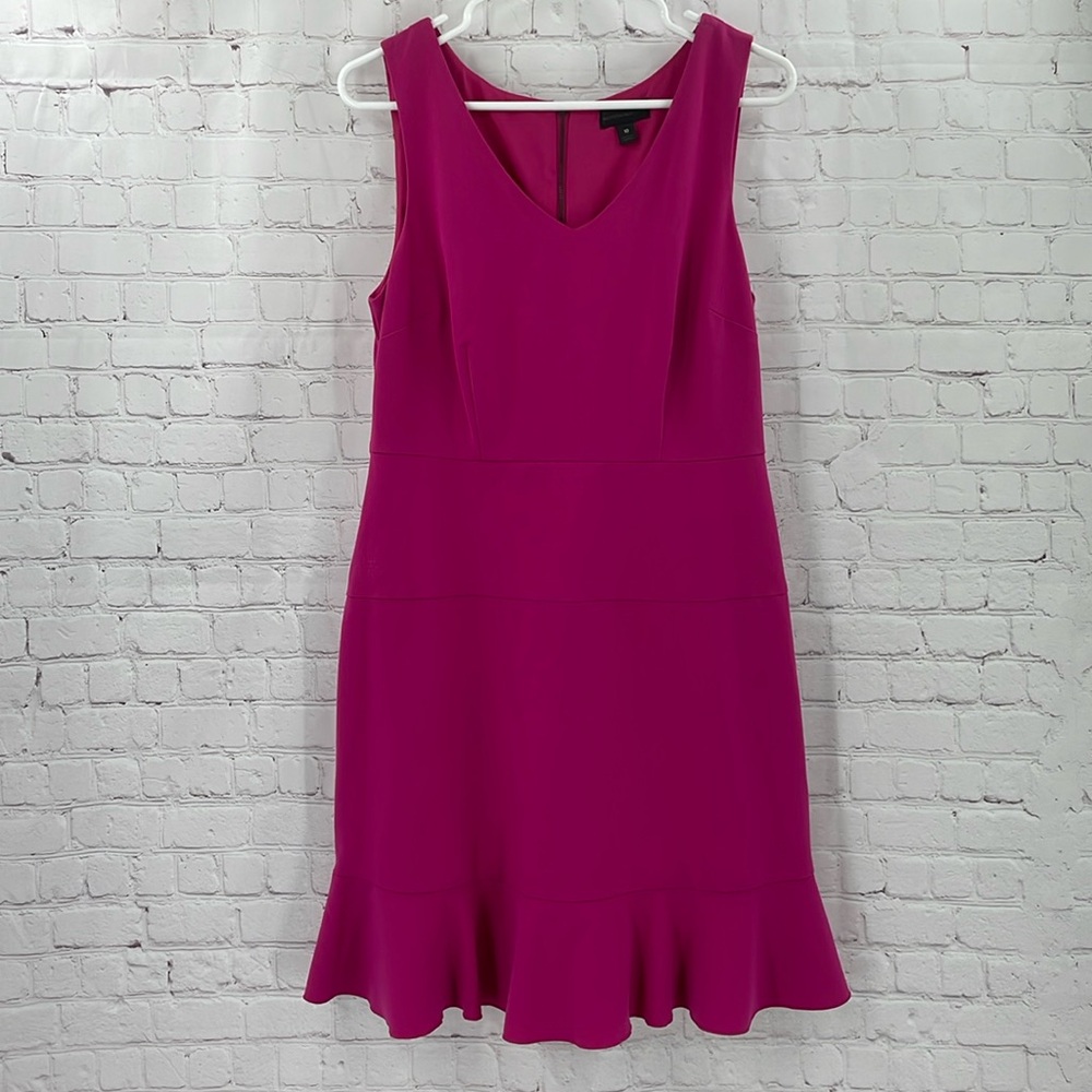 Worthington 10 Hot Pink Flouncy Feminine Office Career Dress Ruffle Sleeveless